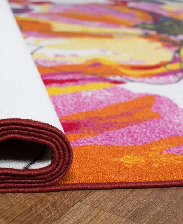World Rug Gallery Modern Bright Flowers Non-Slip (Non-Skid) Multi 24 in. x 120 in. Runner Rug