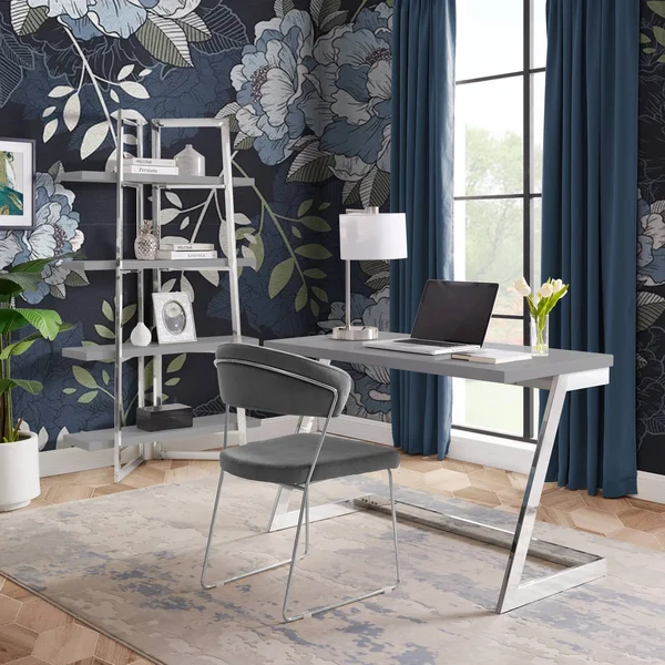 Kali Writing Desk Light Grey/Chrome