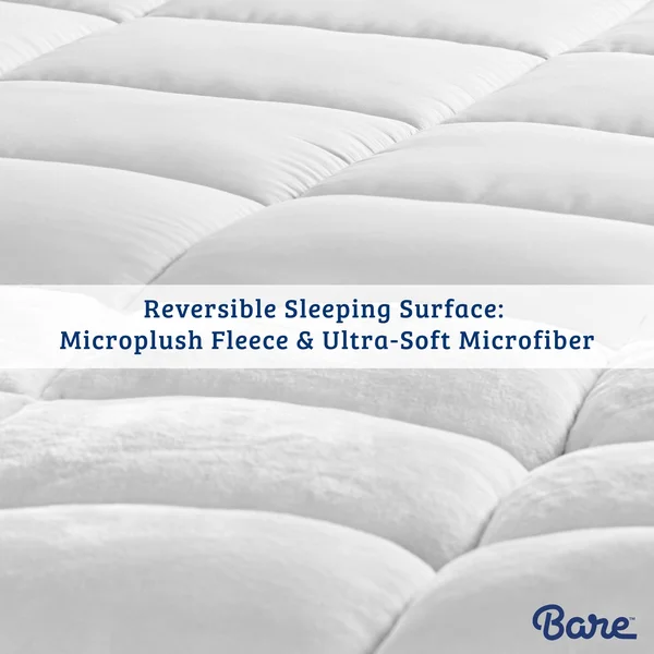 Bare Home Premium Reversible Microplush Down Alternative Mattress Pad: Full XL White