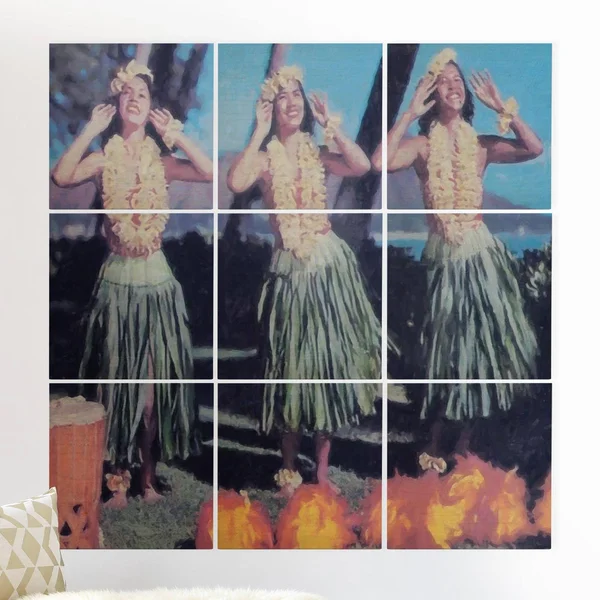 Deny Designs Hula Blue Wood 9 Panel Wall Art