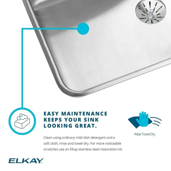 Elkay LRAD2521653 Lustertone Single Bowl Kitchen Sink