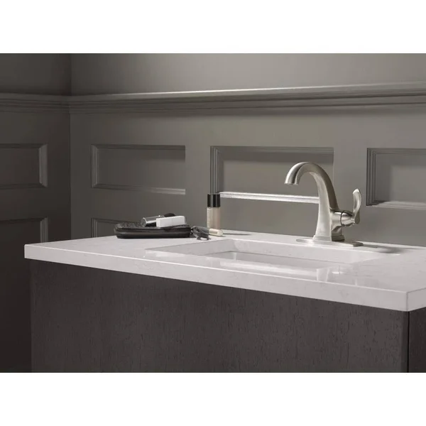 Delta Everly 4 in. Centerset Single-Handle Bathroom Faucet in SpotShield Brushed Nickel