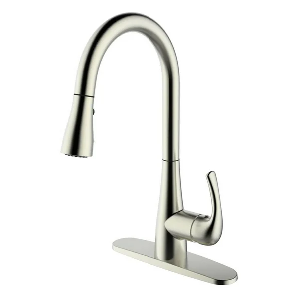 Runfine Group Single Handle Kitchen Faucet Finish: Brushed Nickel