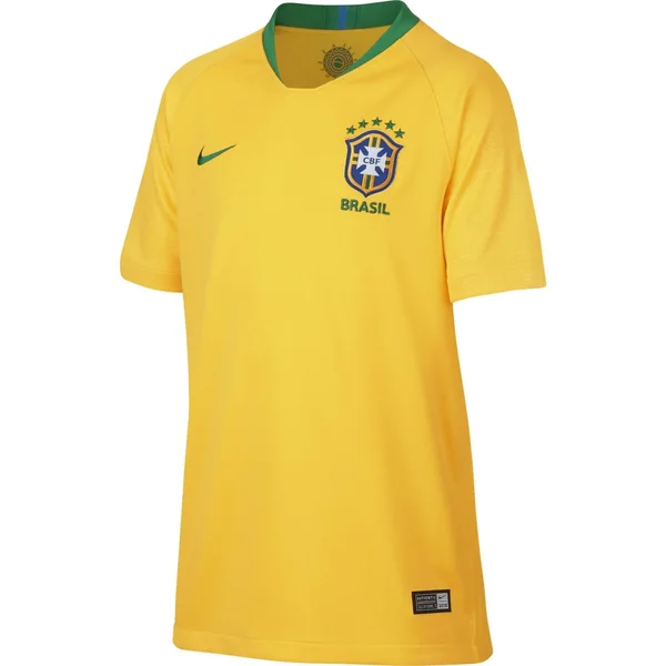 Nike Brazil 2018 Youths Stadium Home SS Shirt Midwest Gold Lucky Green