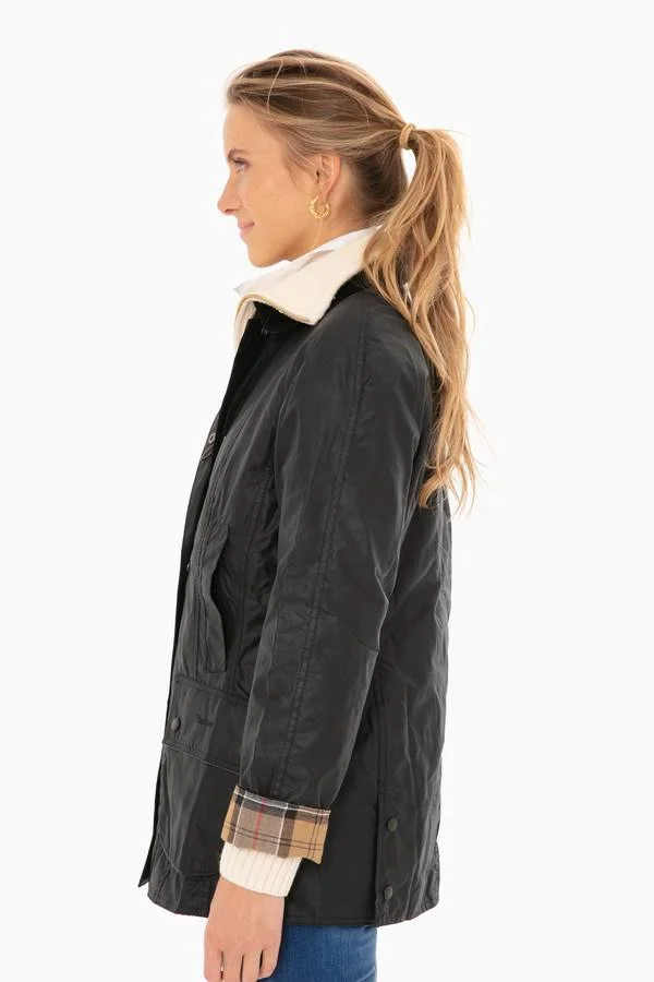 Barbour Navy Beadnell Wax Jacket - Navy, 0 (UK 4)