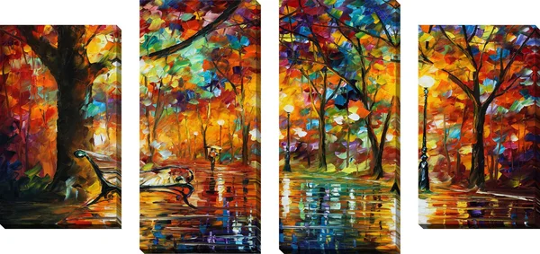 PicturePerfectInternational Colorful Night by Leonid Afremov Piece 4 Painting Print on Wrapped Canvas Set - Size: 38x22 H x 72x2