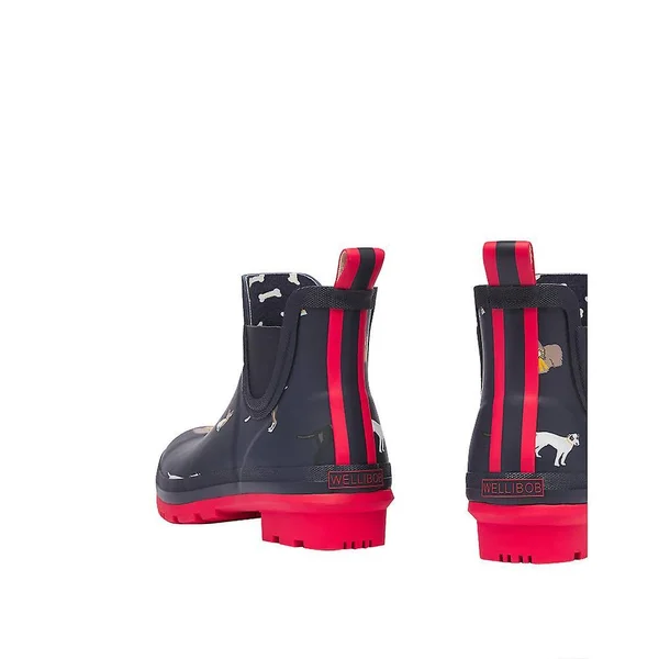 Joules Wellibob Ladies Rubber Ankle Wellington Boots Navy Dog Show: UK