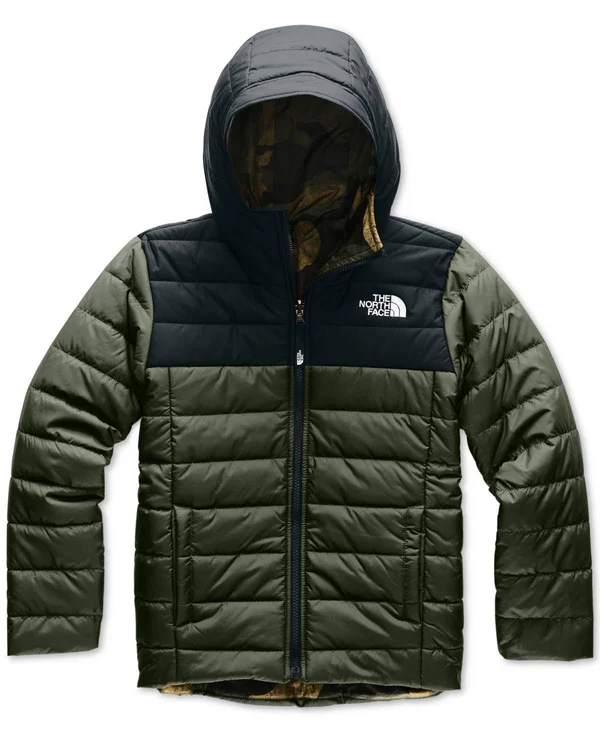 The North Face Reversible Perrito Jacket Boys NEW TAUPE GREEN/TNF BLACK