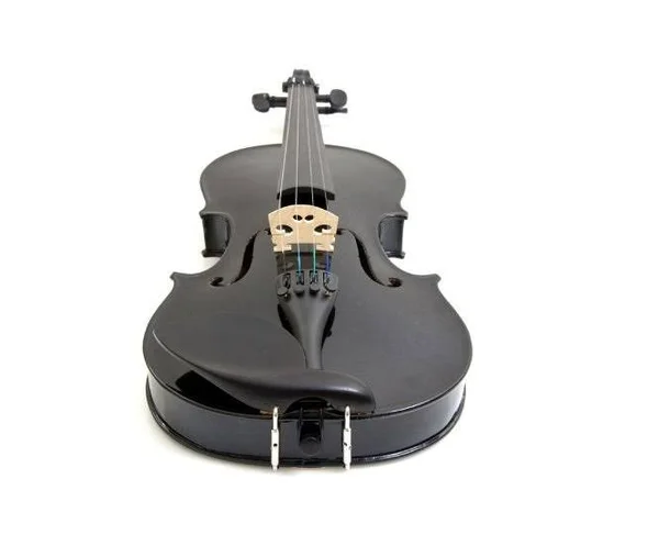 Mendini MV-Black Solid Wood Violin, Metallic Black, Size 1/4