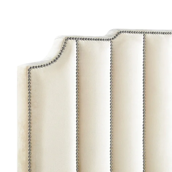 Chareau Velvet Upholstered Nailhead Headboard by Inspire Q Bold - Grey Velvet - Queen