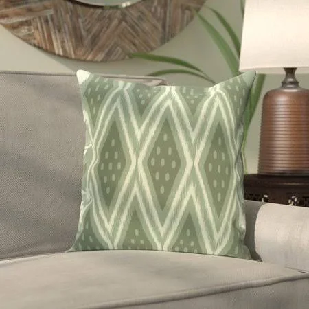 Bungalow Rose Sabrina Geometric Print Outdoor Pillow, Green