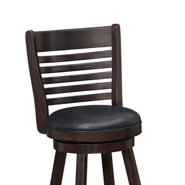 Swivel Counter Stool with Leatherette SEAT, Set of 2, Brown and Black