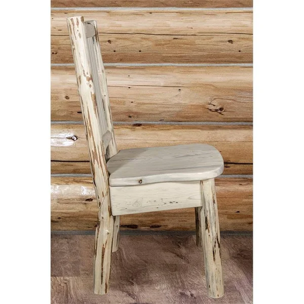 Montana Woodworks Montana Collection Side Chair w/ Laser Engraved Moose Design, Clear Lacquer Finish