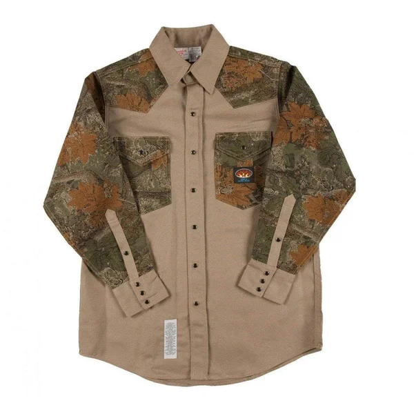 Rasco FR Two Tone Work Shirt 4XLT, Denim-Brown Duck