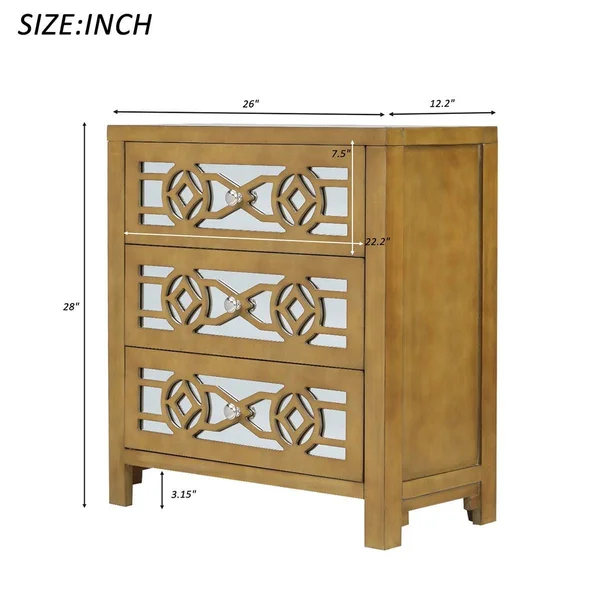 Merax 3-Drawer Mirrored Front Wood Accent Chest - Espresso