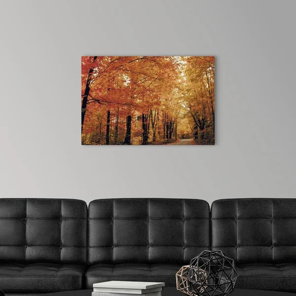 Footpath Through Autumn Forest, Large Solid-Faced Canvas Wall Art Print, Great Big Canvas