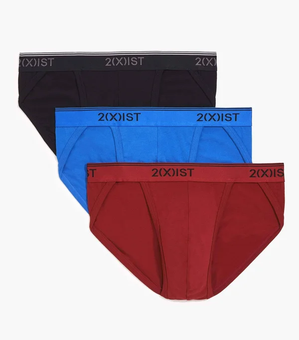 2(X)IST Cotton Stretch Sport Brief 3-Pack Scotts Red/Black/Skydiver XL