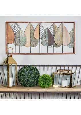 Decmode Rectangular Stylized Leaf Wall Decor