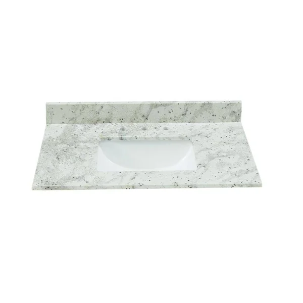 Tile & Top 37 in. W x 22 in. D x .75 H Granite Vanity Top in Glacier White with White Basin TH0564