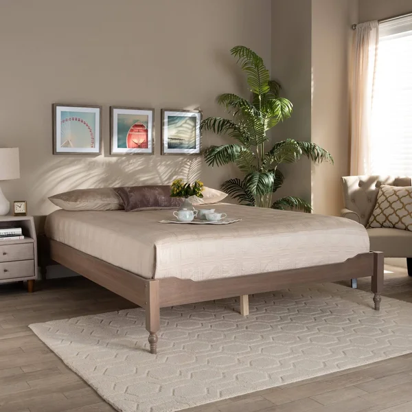The Gray Barn Melanie Mount French Bohemian Wood Platform Bed Frame - Queen - Ash Walnut