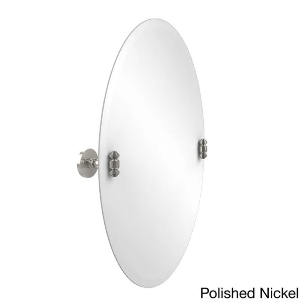 Allied Brass Frameless Oval Tilt Mirror Beveled Edge Polished Nickel