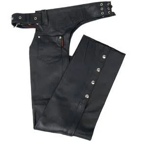 Hot Leathers Unisex Black Leather Chaps