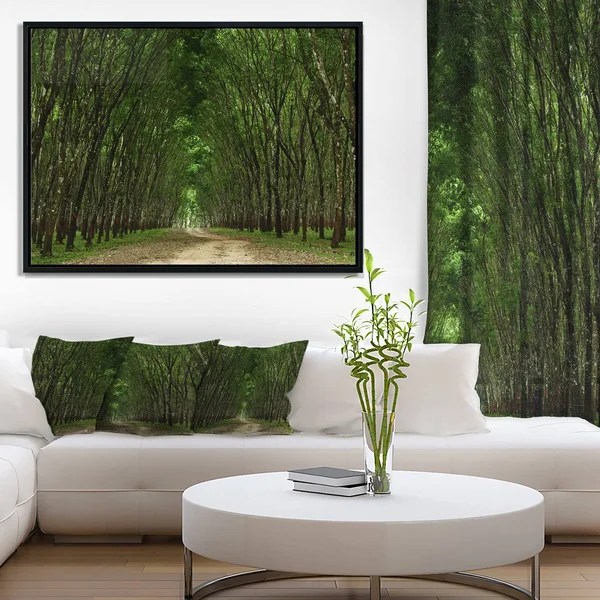Designart 'Pathway in Thick Green Forest' Landscape Photography Framed Canvas Print 20 in. Wide x 12 in. High