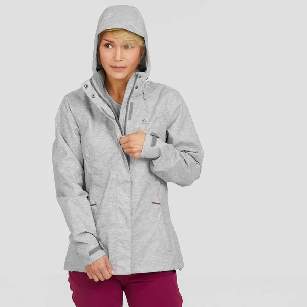Quechua Women's Mh100 - Waterproof Hiking Jacket in Gray, Size XL