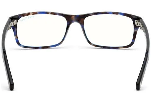 Tom Ford FT5663 B Eyeglasses 056 Shiny Blue Havana/ Blue Block Lenses