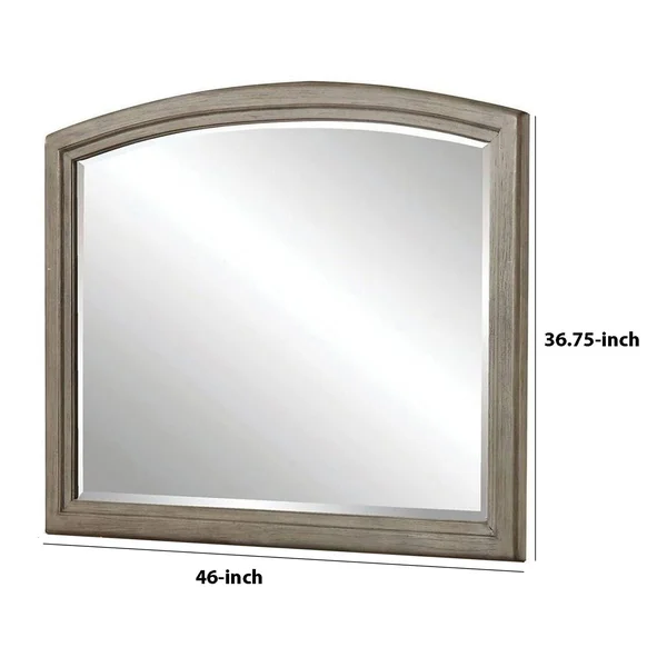 Benjara 46 inch Transitional Style Curved Wooden Frame Mirror - Gray