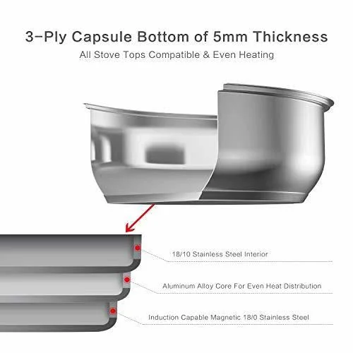 Mr Captain Roasting Pan with Rack and Lid 8.5 Quart, 18/10 Stainless Steel Multi-Use Oval Roaster, Induction Compatible Dishwasher