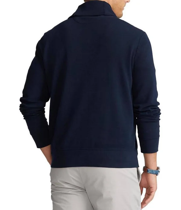 Polo Ralph Lauren Luxury Jersey Shawl Pullover - Mens, S, Aviator Navy