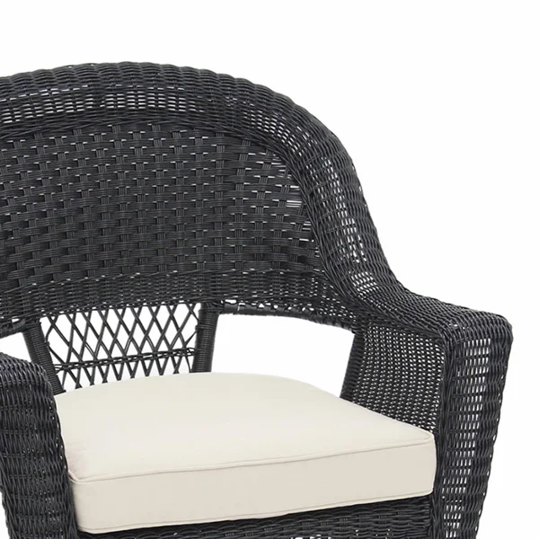 Jeco W00207-C-FS011 Black Wicker Chair with BlueCushion