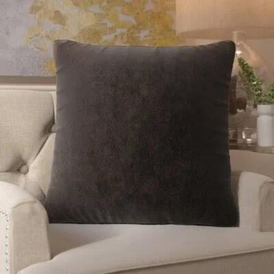Square Velvet Throw Pillow Everly Quinn Size: Large - Color: Storm
