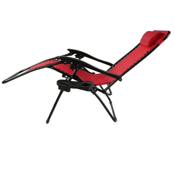 Sunnydaze Decor Oversized Zero Gravity Lounge Chair with Pillow and Cup Holder - Red