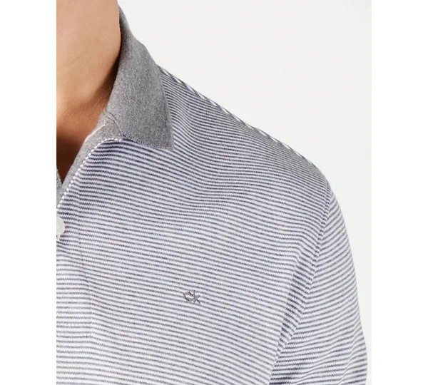 Calvin Klein Men's Liquid Touch Micro Stripe Polo Shirt - Standard White Combo