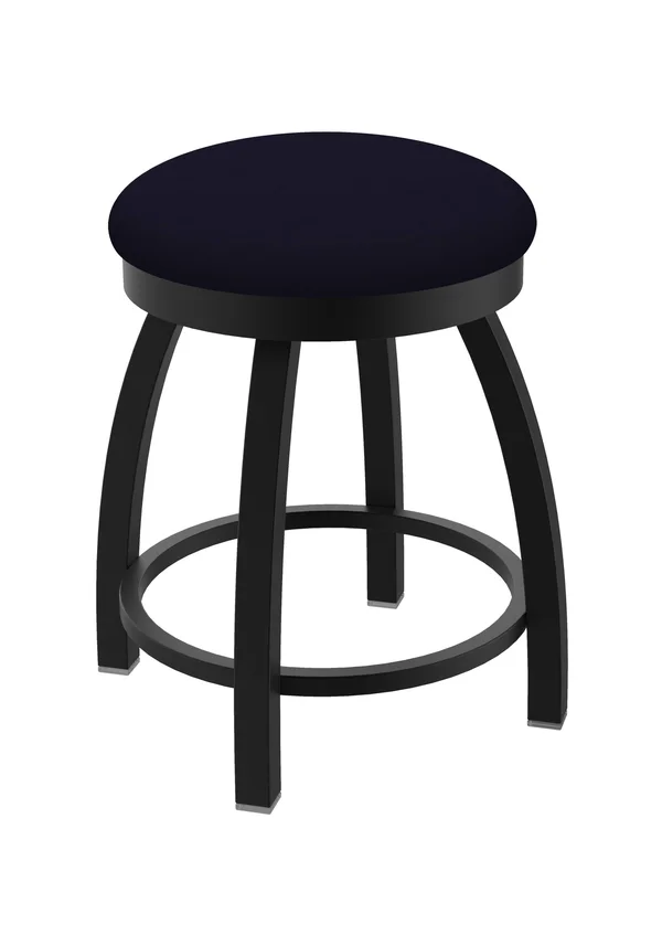Holland Bar Stool 80218BWALDkBl 802 18x22 Misha Black Wrinkle Swivel Vanity Stool with Allante Dark Blue Seat