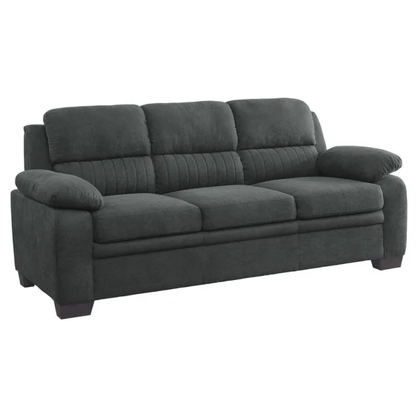 Pemberly Row Modern Textured Fabric Sofa with Pillow-Top Arms in Dark Gray - PR-4753-2137441