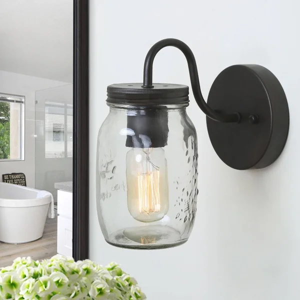 LNC 1-Light Wall Sconce Glass Wall Sconces Jar Wall Lamp Sconces Wall Lighting