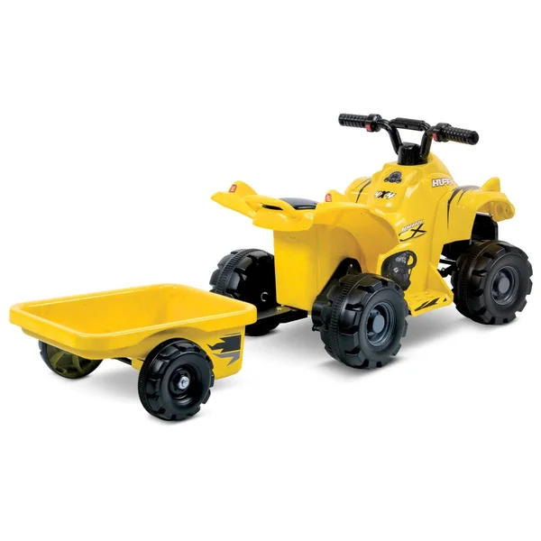 Huffy 6V Mini Quad & Trailer Ride-On Kids& Unisex Yellow
