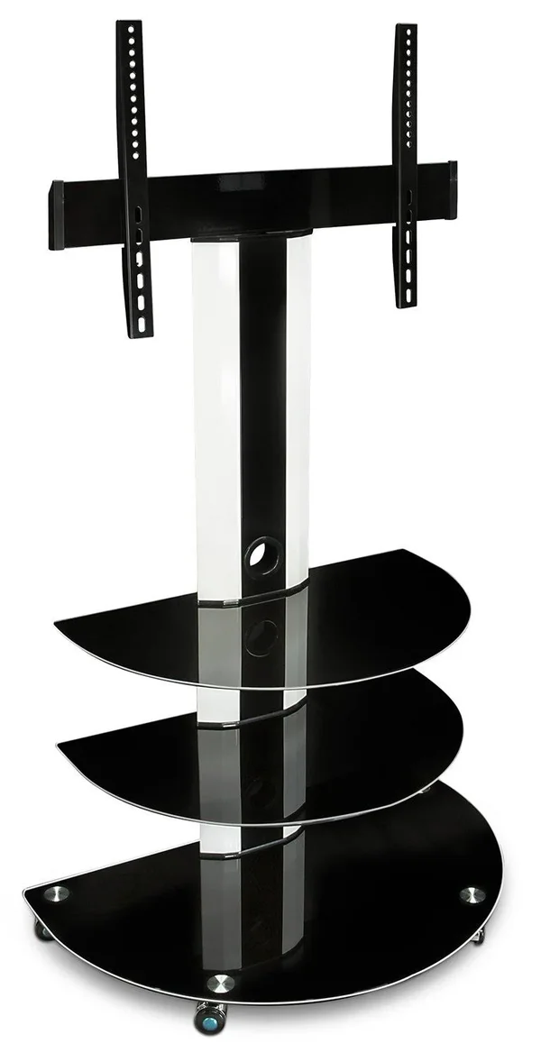 Mount-It! Mobile TV Cart with Curved 3-Tiered Glass Shelving Furniture and TV Mount (MI-873)