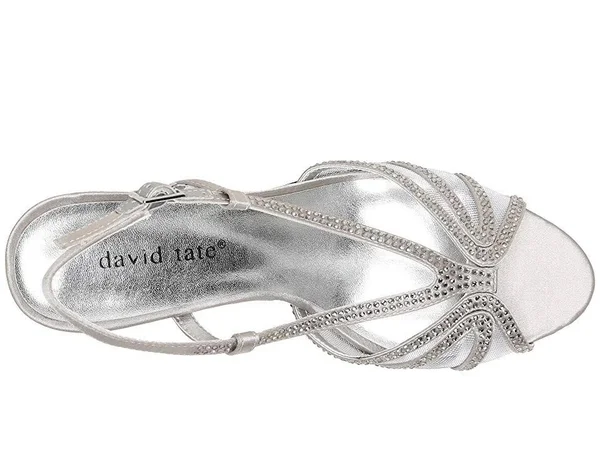 David Tate Refined Sandals Silver Satin 5 M