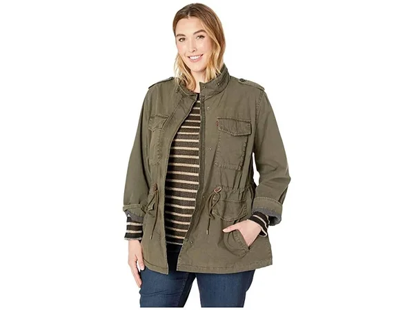 Levi&s Plus Size Parachute Cotton Military Jacket (Army Green) Women's Coat