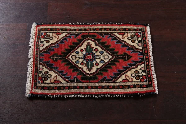 Red Wool Hamedan Persian Rug 1x2