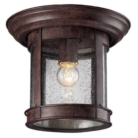 Breakwater Bay Crosstown 1-Light Flush Mount Color: Weathered Bronze, Shade Type: Clear Seedy