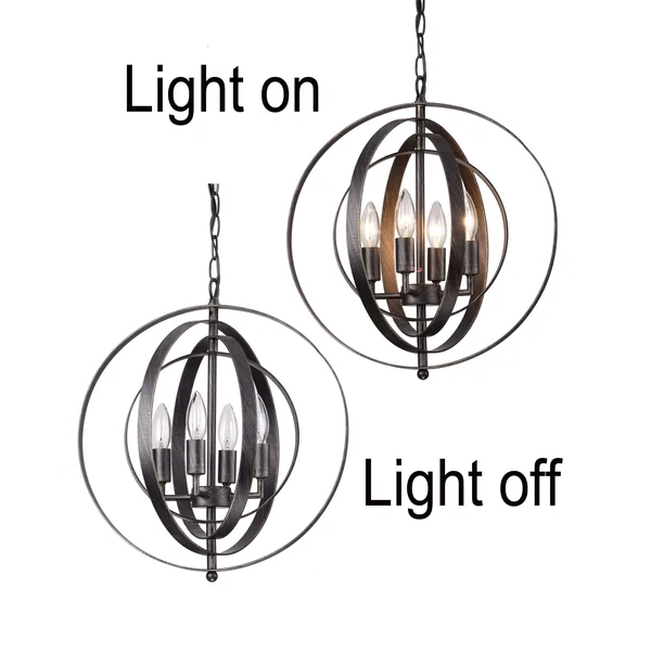 Carbon Loft Bidwell Antique Black Iron 4-Light Orb Chandelier