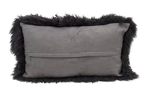 Fennco Styles Geniune Mongolian Lamb Fur Throw Pillow (Eggplant, 20x22x20x22 Pillow)