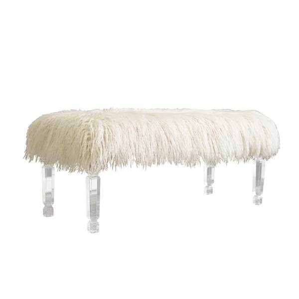 Best Quality Furniture Faux Fur Bench - White