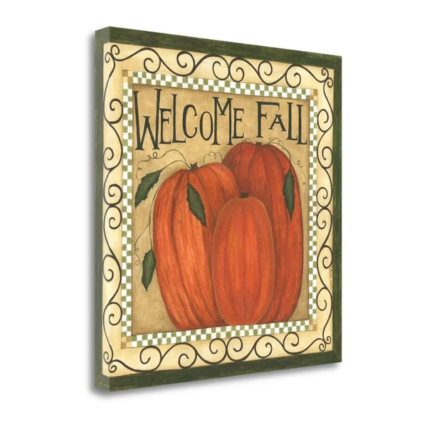 Tangletown Fine Art 'Welcome Fall' Graphic Art Print on Canvas - Beige