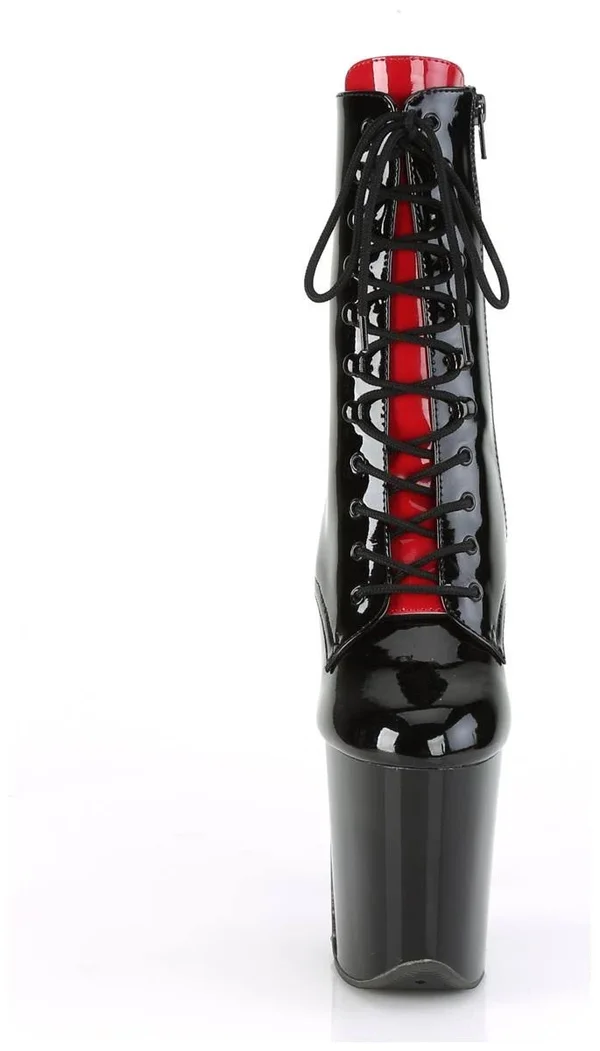 Pleaser FLAMINGO-1020FH 8x22 Heel Ankle-High Boot - Black Patent/Black - 8